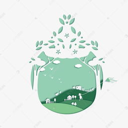剪纸风绿色环保素材图片免费下载 千库网