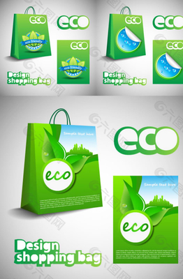 ECO绿色环保纸袋包装设计图片