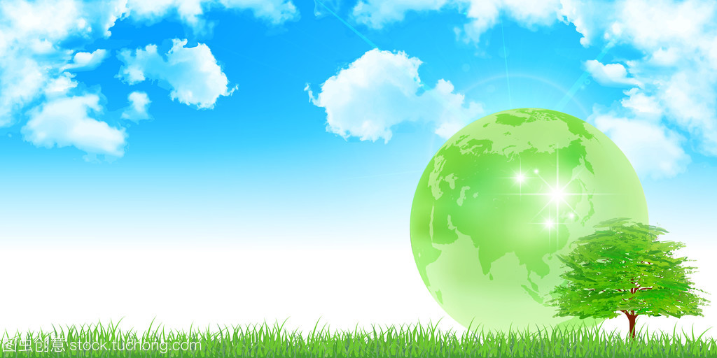 地球树 以新鲜绿色为背景的环保行动